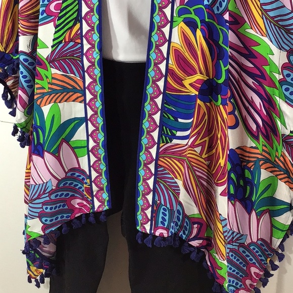 Trina Turk Multicolor Floral Kimono Paradise Plume OS - Picture 4 of 8